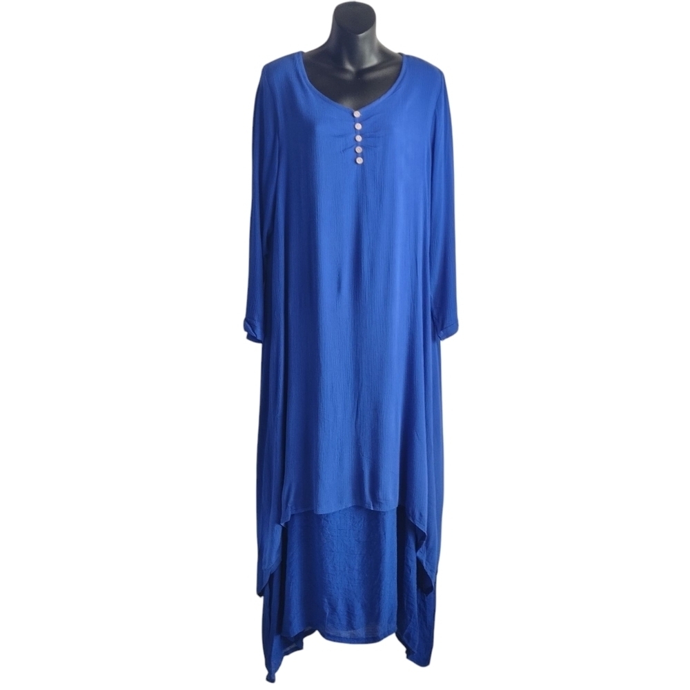 Women's Maxi Dress Blue Crewneck Longsleeve Layered Size XXL NWT
